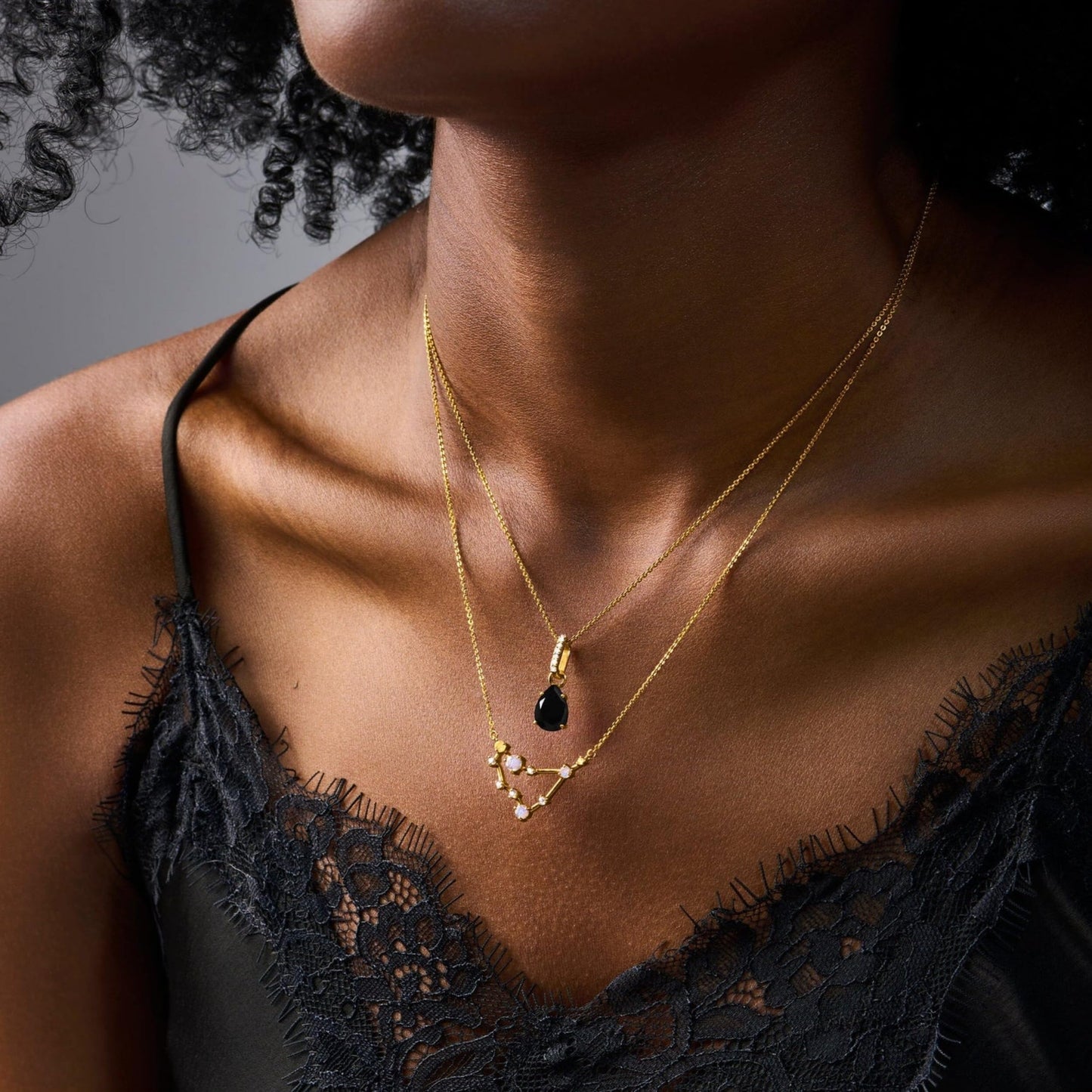 Moon Magic - Authentic Moonstone Necklace for Women | Onyx, Black Obsidian Necklaces/Real 925 Sterling Silver/18k Rose and Yellow Gold Enchanted Crystal Necklace for Women | Genuine Gemstone Jewelry