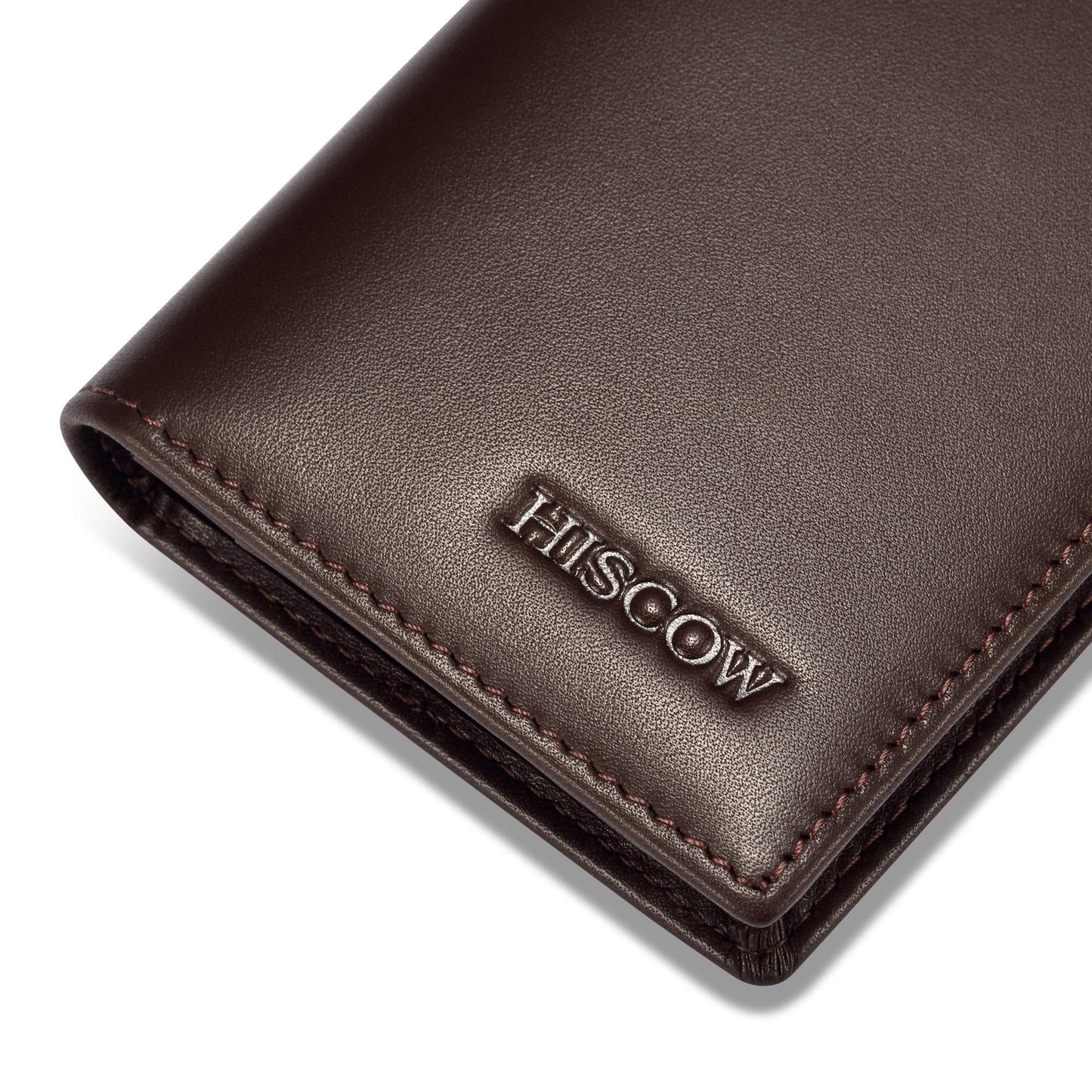 HISCOW Leather Business Card Case Holder for Men & Women, Italian Calfskin (Coffee)