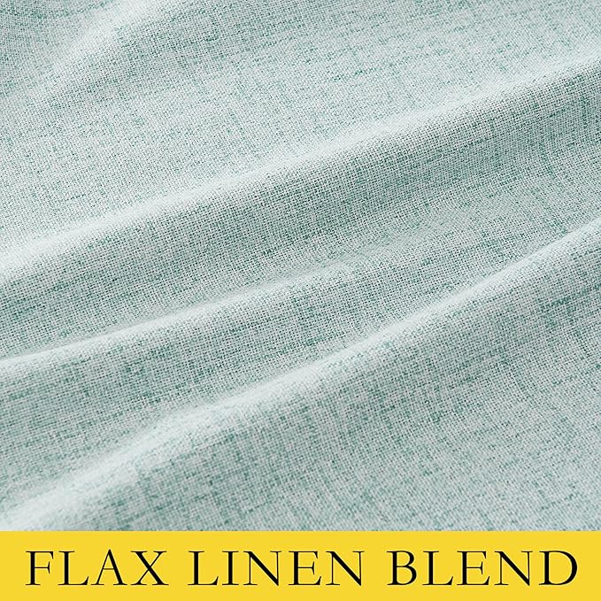 NICETOWN 100% Absolutely Blackout Linen Curtains with Thermal Insulated Liner, Seafoam Green, 42" Wide, 54" Length Energy Saving Curtains for Dining Room 2 Panels Set, Vertical Blinds