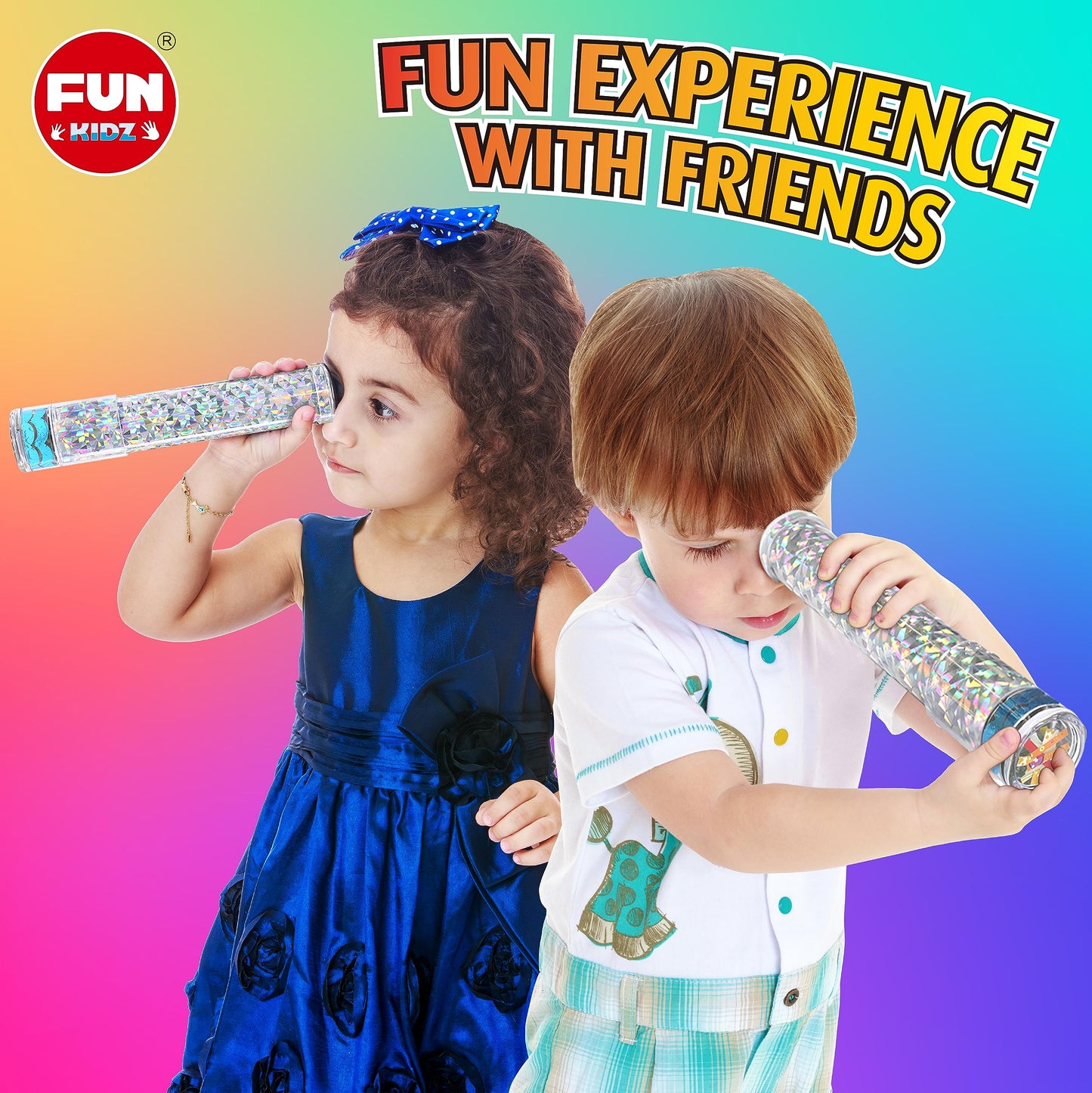 Twins Kaleidoscope Kit for Kids, FunKidz DIY Kaleidoscope Making Craft Kit with Prism Gift Optical Illusion Science Experiment Educational STEM Toy