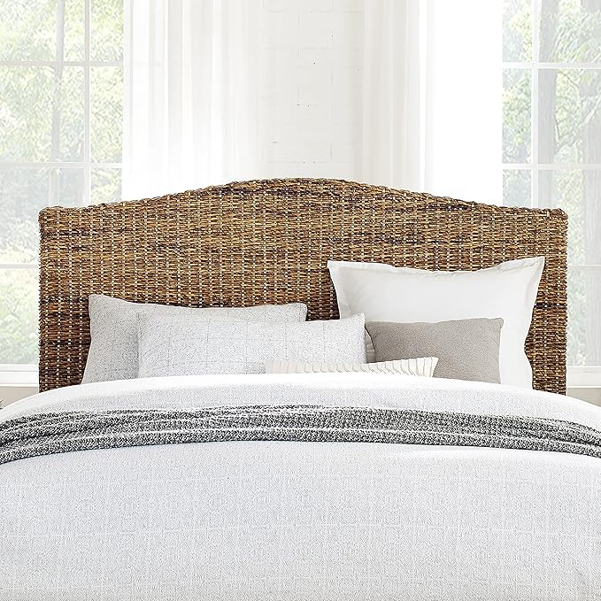 Crosley Furniture Serena Handwoven Natural Fiber Rattan Bed Headboard, Banana Leaf, King
