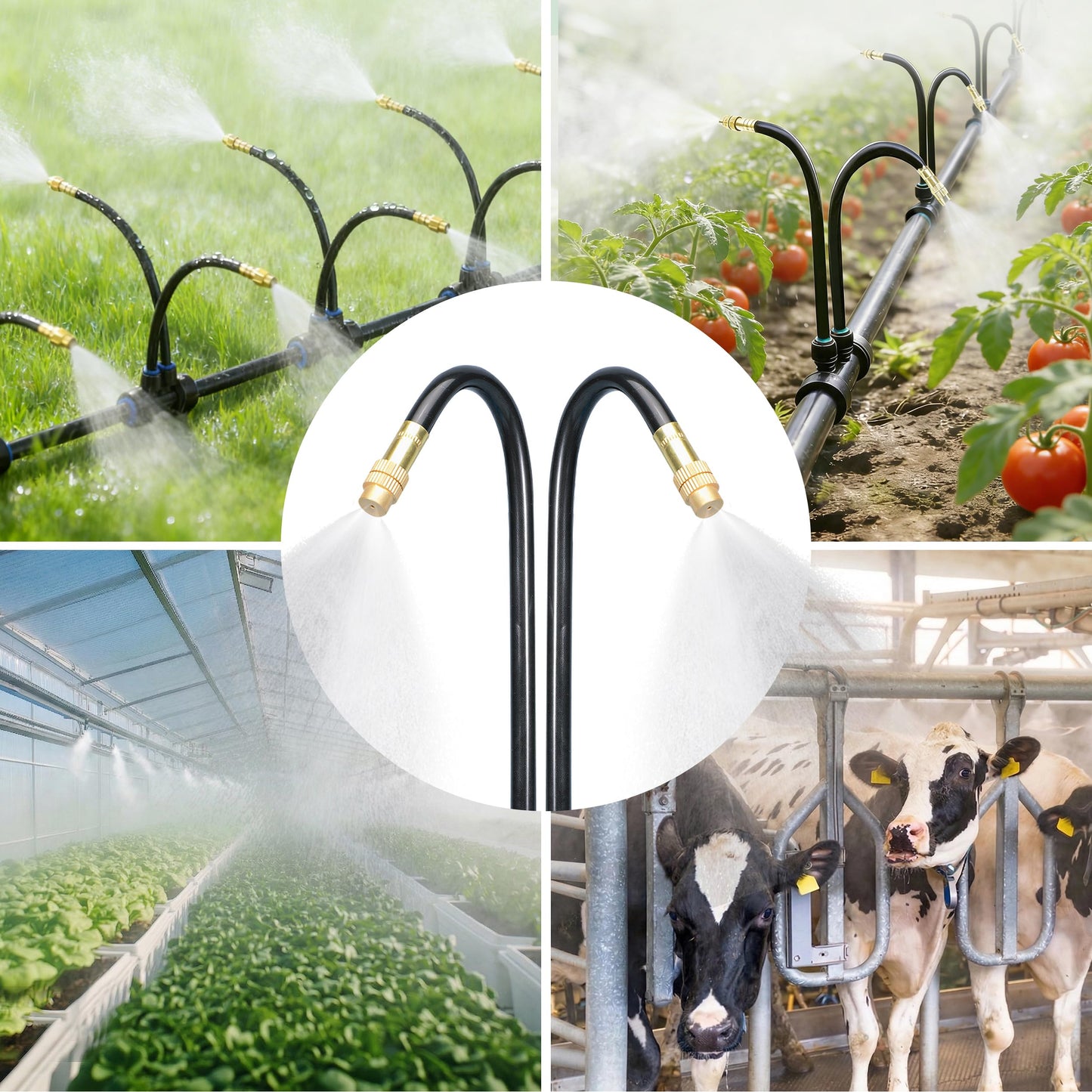 Drip Irrigation System for Garden, Automatic Watering System with Adjustable 360° Copper Spray Nozzles, DIY Drip Irrigation Kit for Yard, Lawn, Greenhouse, Raised Beds & Potted Plants (40FT)