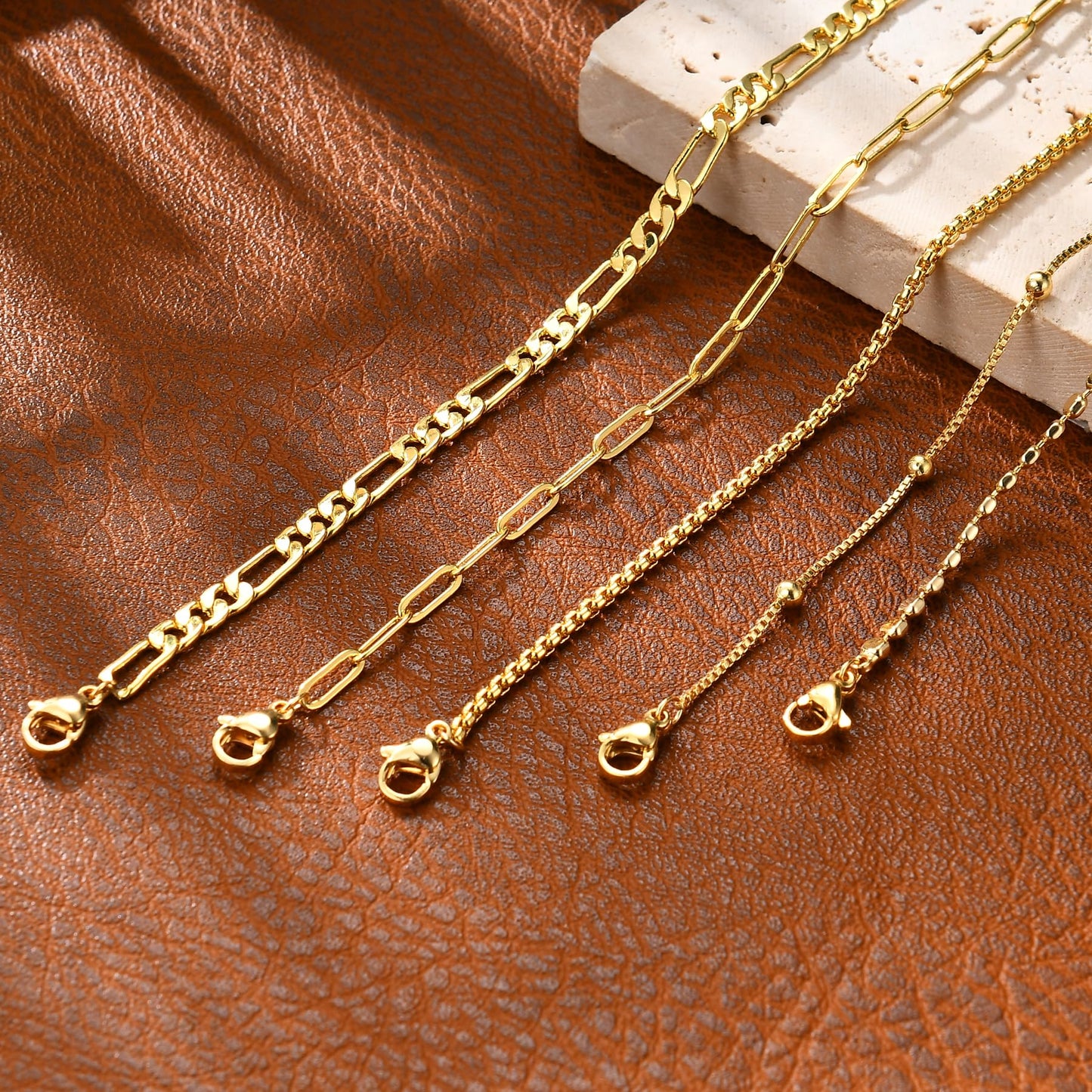 Striviio Gold Bracelets for Women, 14K Gold Plated Stackable Bracelet Stack Set Adjustable Charm Paperclip Chain Snake Link Layered Waterproof Jewelry Sets Gifts