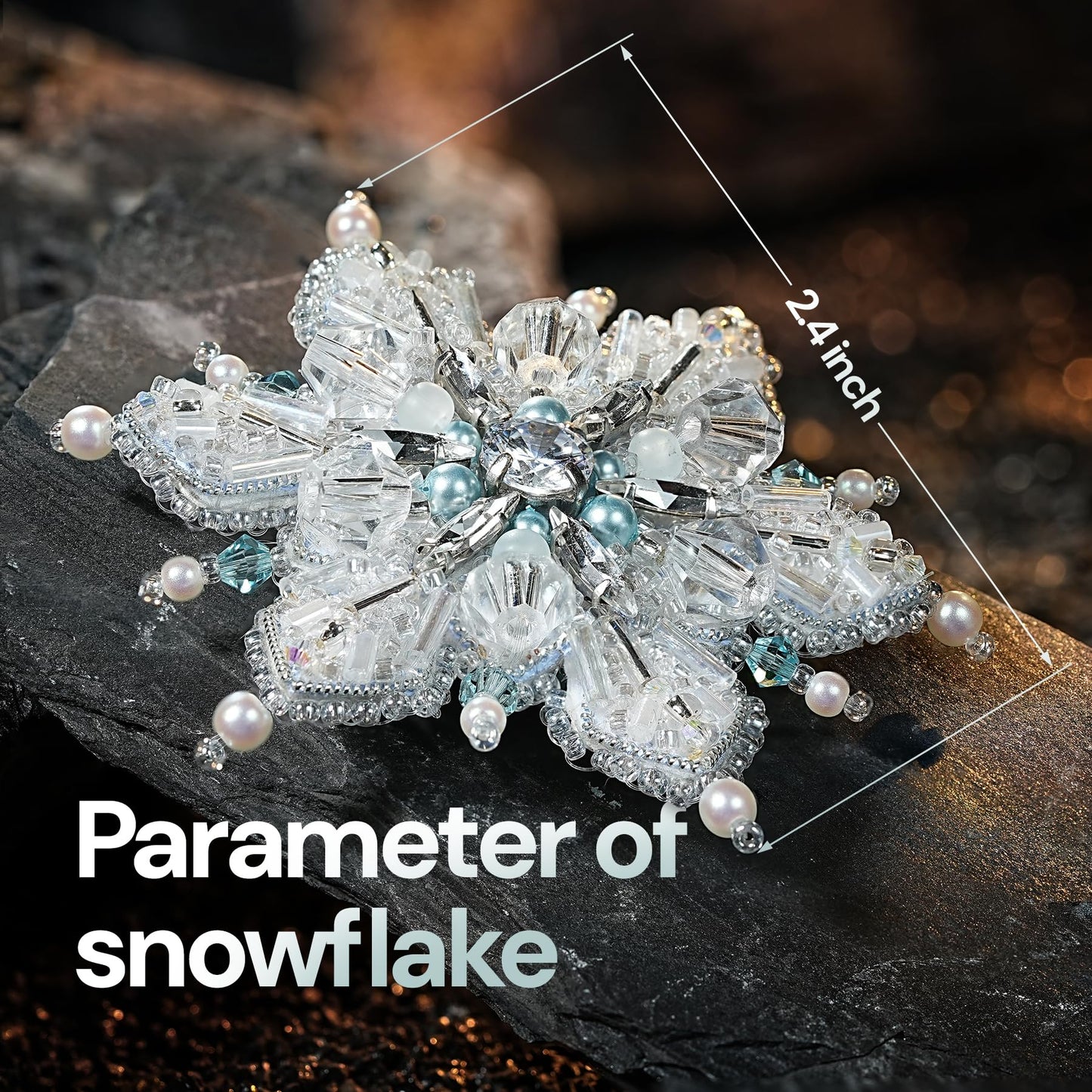 Relime Bead Embroidery Starter Kit w Step-by-Step Video Tutorials, Snowflake Craft Kit Hand Embroidery Kit with Patterns, Handmade Jewelry DIY for Adults and Kids