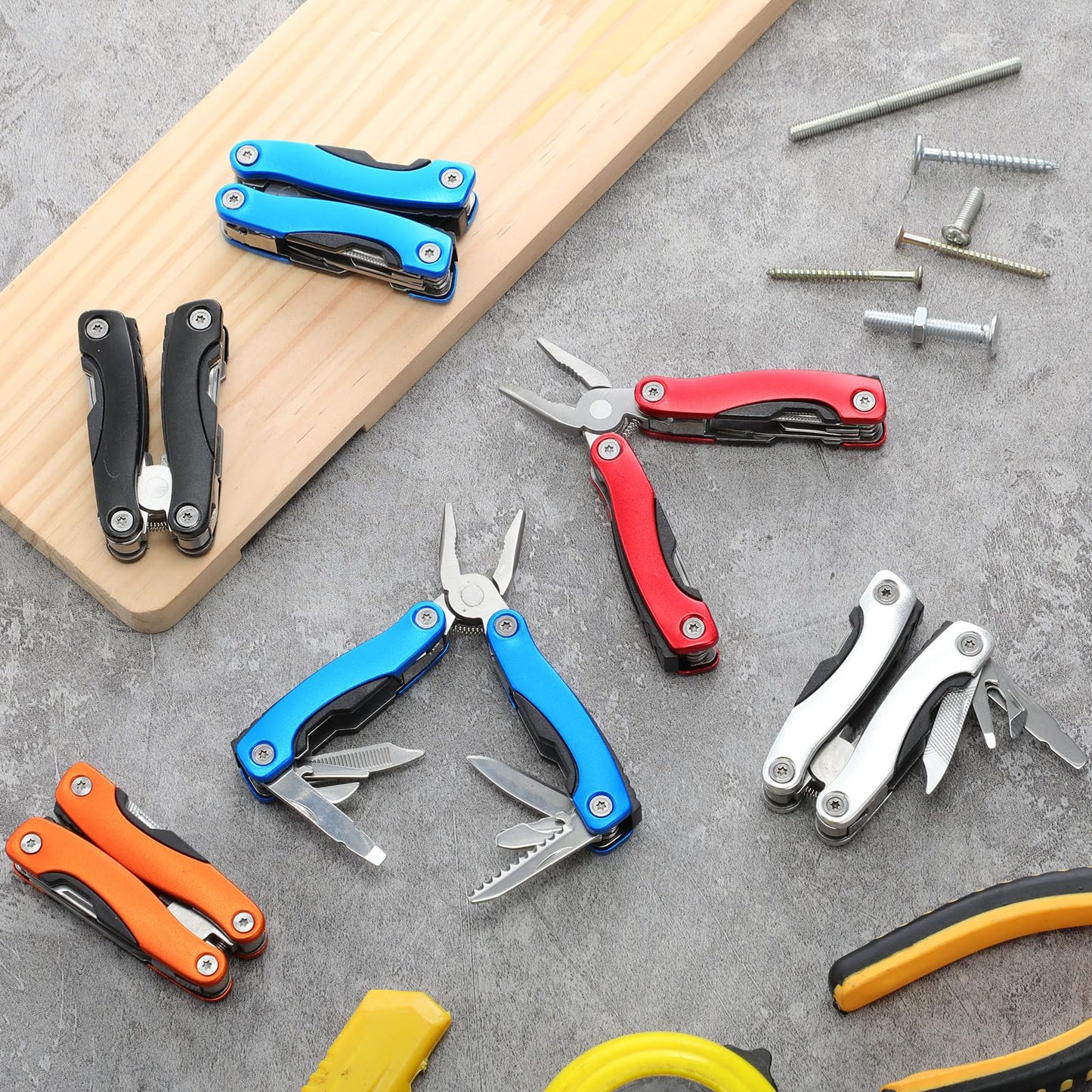 Lanties 10 Pack Mini Multi Tool Bulk Birthday Gifts for Men Him Dad Boyfriend Stocking Stuffers Small Multitool Fishing Pocket Knife for Men Camping Survival Computer Bike Gadgets, 5 Colors
