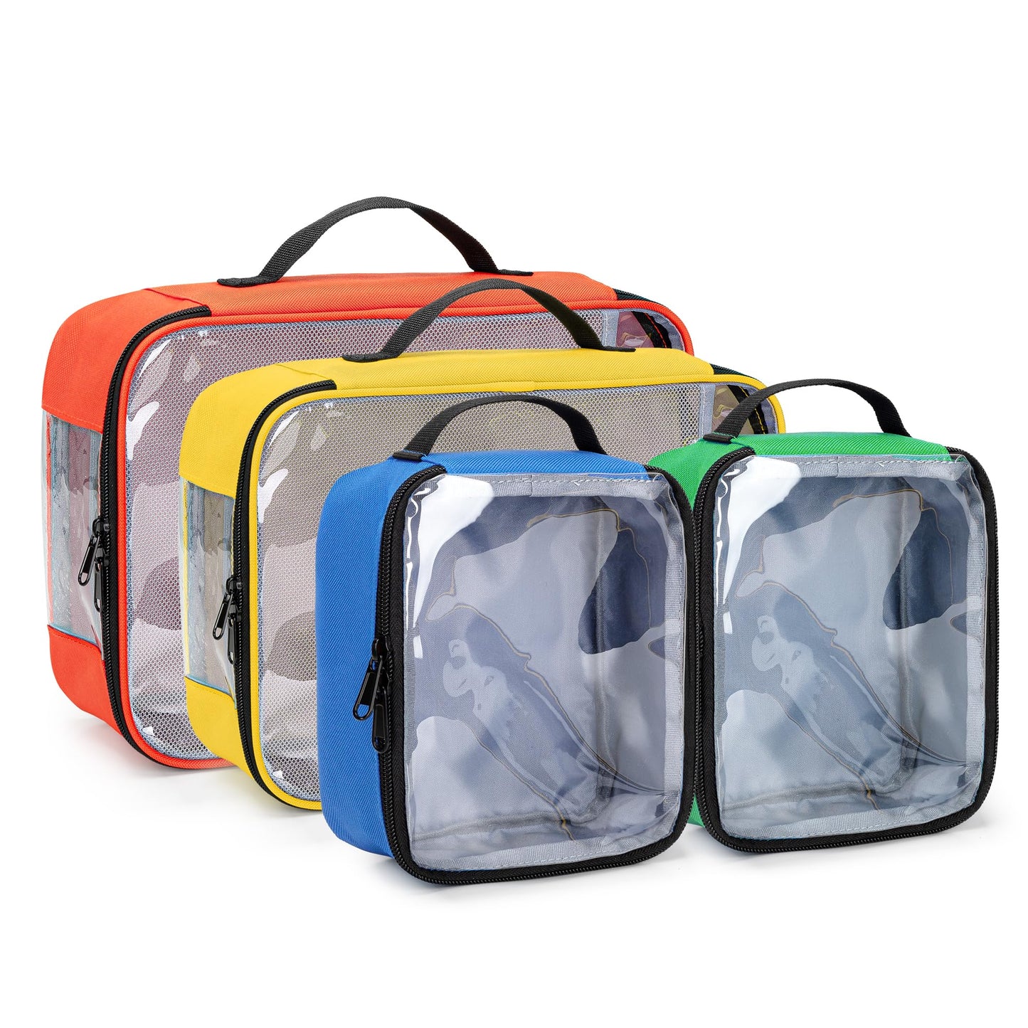 Rexmica 4-piece Toy Storage Organizer Bag, Travel Organizer Case for Building Blocks, Dolls, Crafts, Magnetic Building Tiles, Blocks Toy Storage Bag with Visible Top