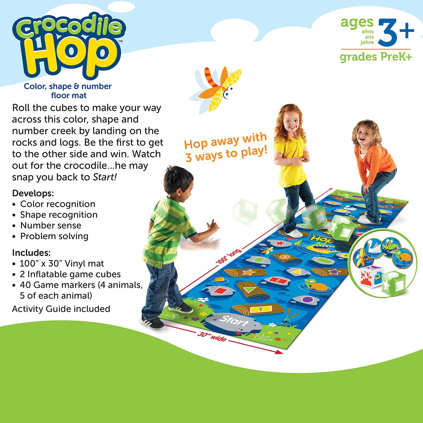 Learning Resources Crocodile Hop Floor Game - Ages 3+ Indoor Games for Toddlers, Gross Motor Skills Toys for Kids, Preschool Learning Activities