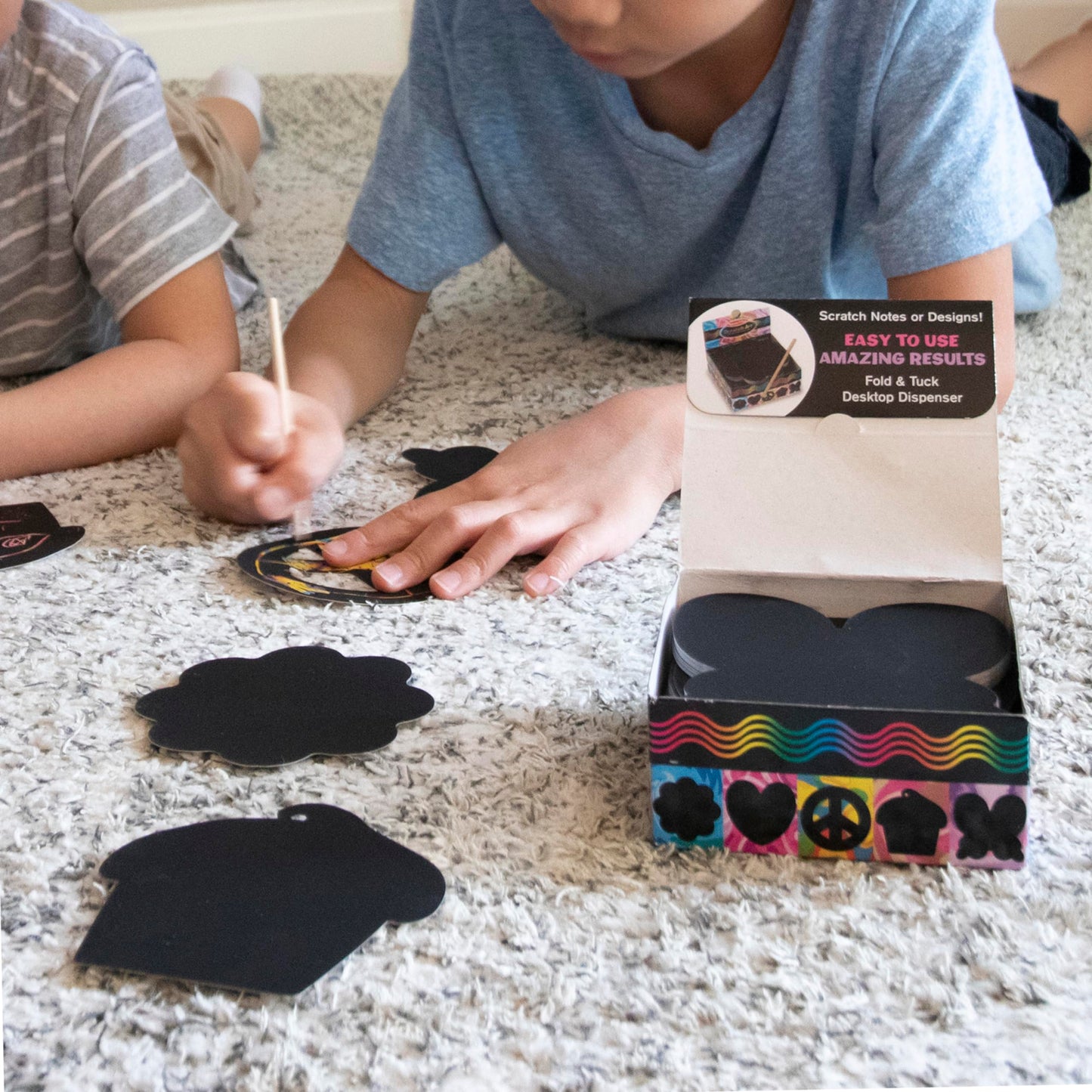 Melissa & Doug Scratch Art® Box of 125 Friendship-Themed Shaped Notes in Desktop Dispenser (Approx. 3.5” x 3.5” Each Note)
