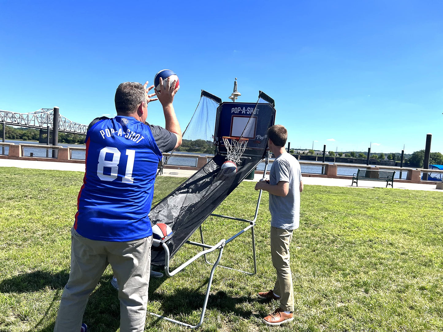 Pop-A-Shot - Pop-Up Game | Arcade Basketball Inside, Out, and On The Go | Infrared Sensor Scoring | 3 Balls | Foldable, Portable, Tote Bag Included