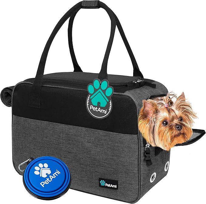 PetAmi Small Dog Purse Carrier with Pockets, Airline Approved, Chevron Teal