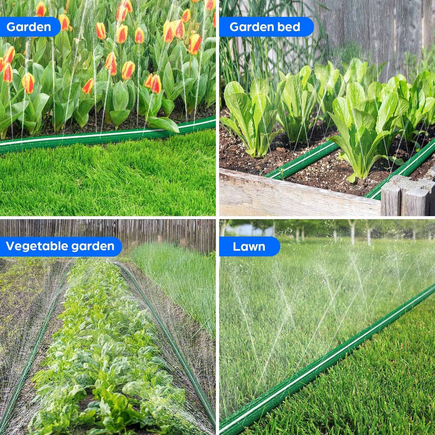 Jin&Bao Sprinkler Hose with Holes 25FT 2Pack, Heavy Duty Watering Garden Hose, High-Efficiency Sprinklers System for Lawn and Garden with Staples
