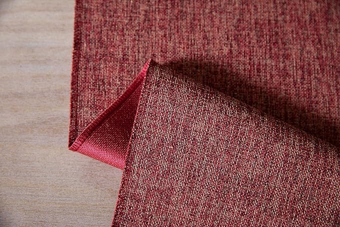 ZeeMart Red Table Runners 60 Inches Long, Burlap Linen Style Rustic Farmhouse Table Runner, Boho Woven Dining Table Runner, 13x60 Inches, Red