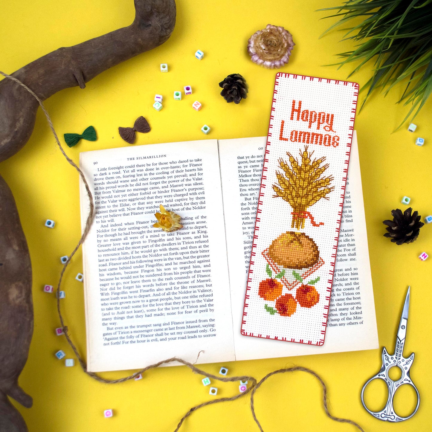 Povitrulya Counted Cross Stitch Kit “Lammas/Lughnasadh“ – DIY Bookmark Embroidery Set for Adults & Beginners, First Harvest Pagan Celtic Rustic Seasonal Autumn Gift