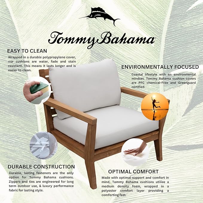 Tommy Bahama Deep Seating Lounge Cushion, 26" X 26" X 4", Bamboo Bay Bone
