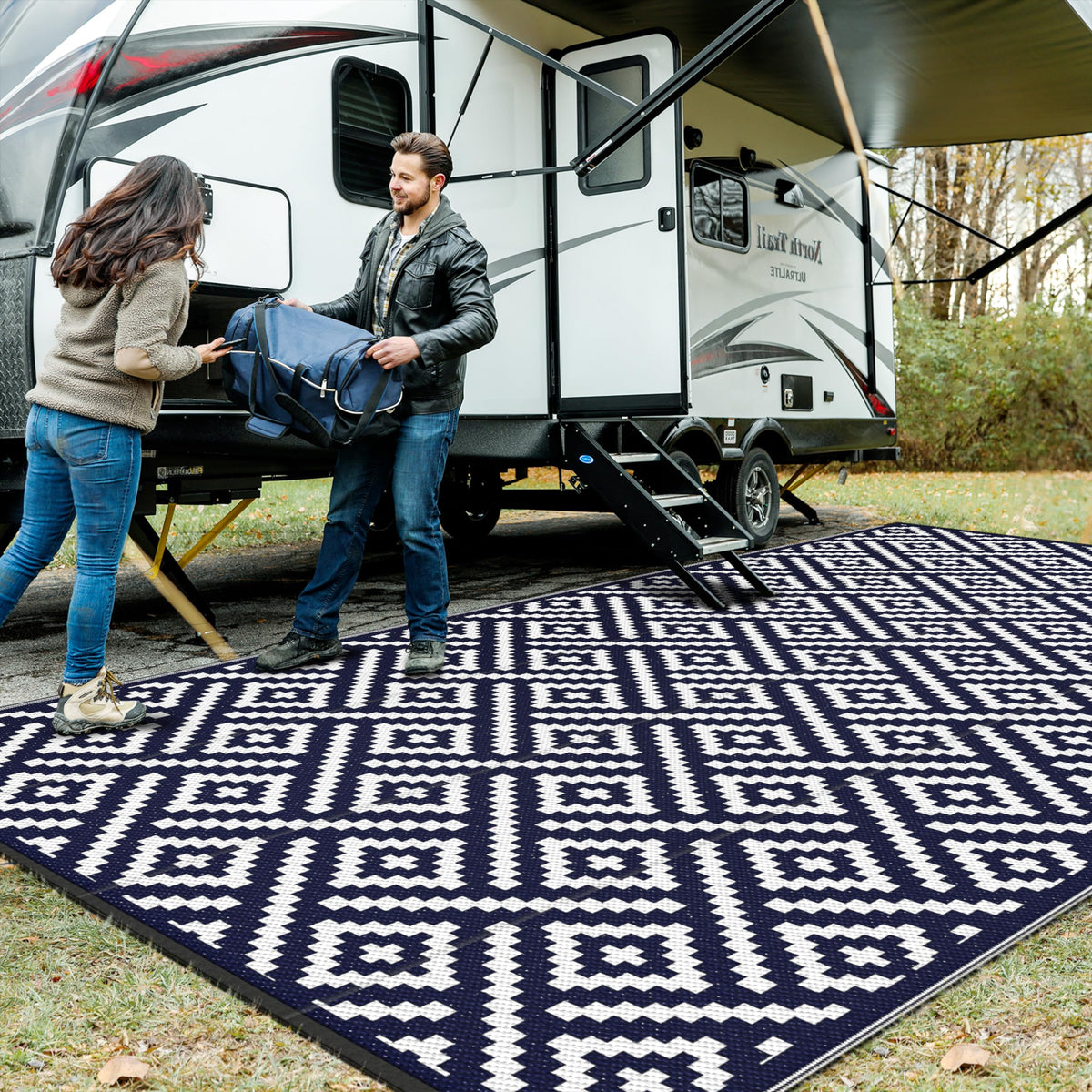 GENIMO Outdoor Rug, Waterproof Plastic Rugs for Patio, 6'x9' Coffee Beige