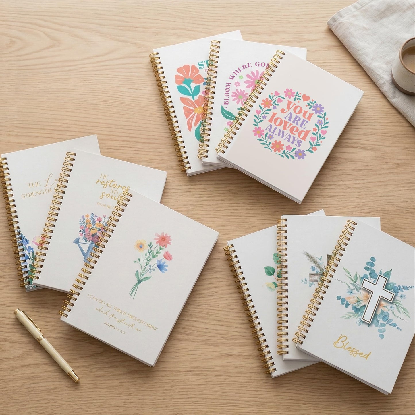 Highmark Collective Christian Notebook Set of 3 – Scripture Botanical Spiral Journal for Women – 100 GSM No-Bleed Bible Study Supplies – 3 Floral Lined Notebooks for Prayer Journal, Sermon Notes, and Devotionals
