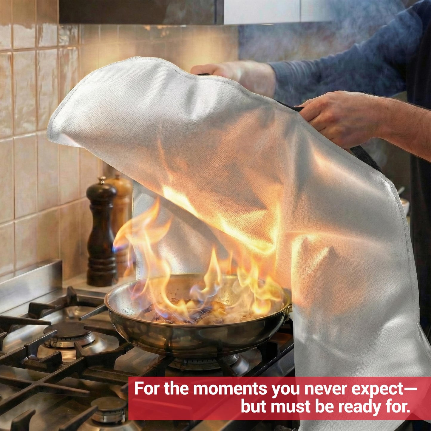 National Park Foundation Partner Emergency Fire Blanket, 40”x40” UM9 Fiberglass Fire Blanket for Outdoor, Home and Kitchen Fires, Camping Gear, Emergency Safety Protection, Designed in The USA (2Pk)