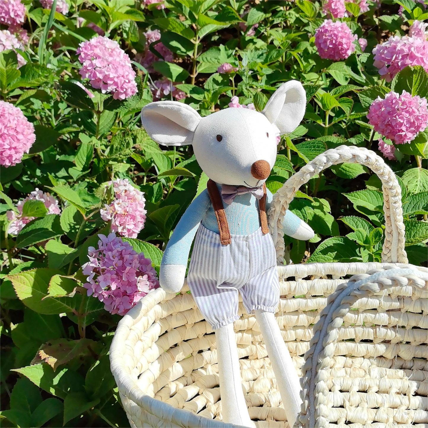 Mikee Fluffie Prince Mouse Stuffed Animals,15.7" Tall Rat Plushies with Backpack Pants,Cute Stuffed Animal for Girls As Birthday, Easter