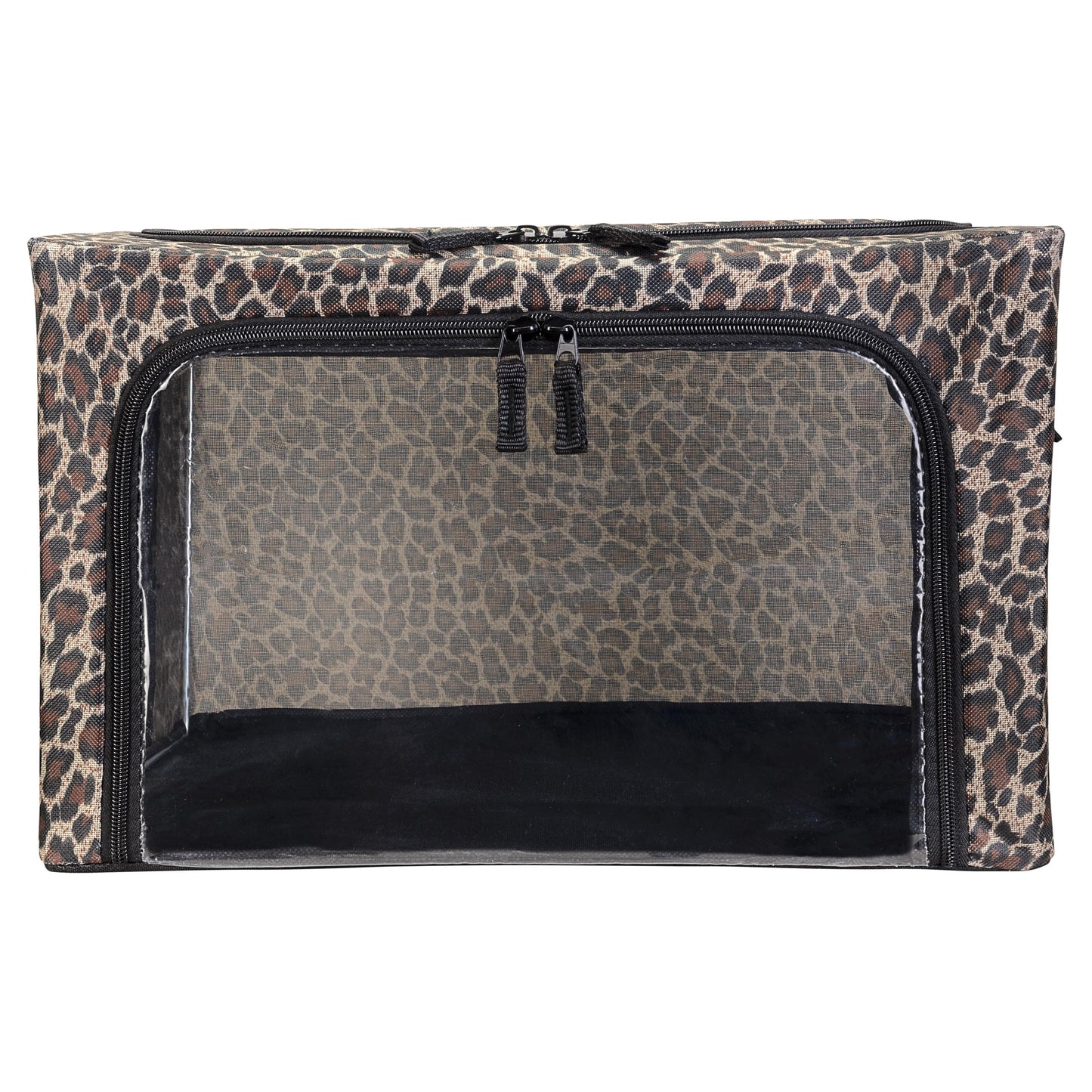 Periea 'Beau' Foldable Stackable Fabric Home Storage Boxes with Steel Frames - Set of 2 (Gold Leopard, Small)