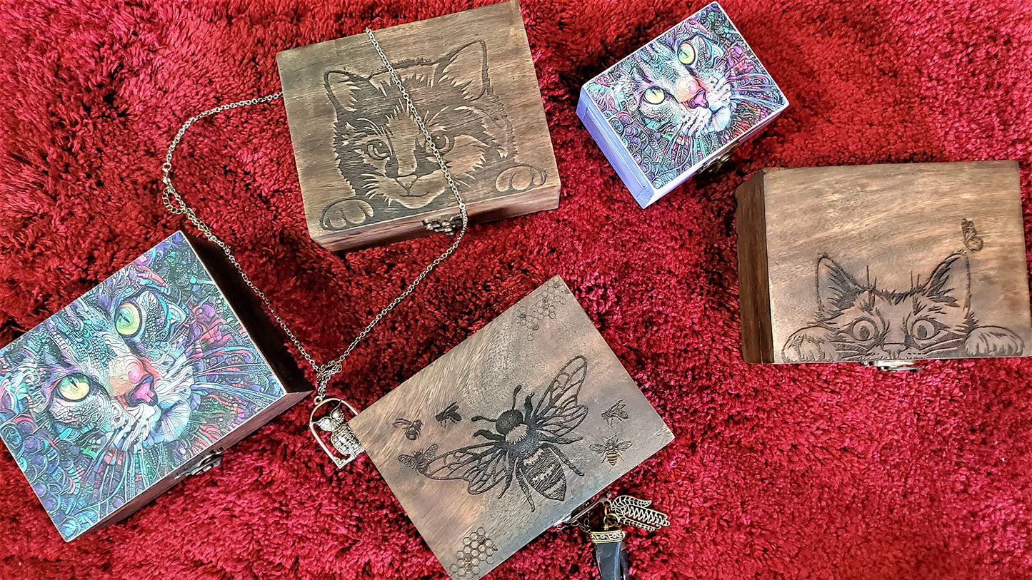 JB&C Premium Engraved Bee Jewelry Box Beautiful Trinket Keepsake Box | Decorative Holder Organizer | Gift Idea Valentine's Day, Birthday Christmas, Weddings, Animals Bee Lover Gifts for Home Décor