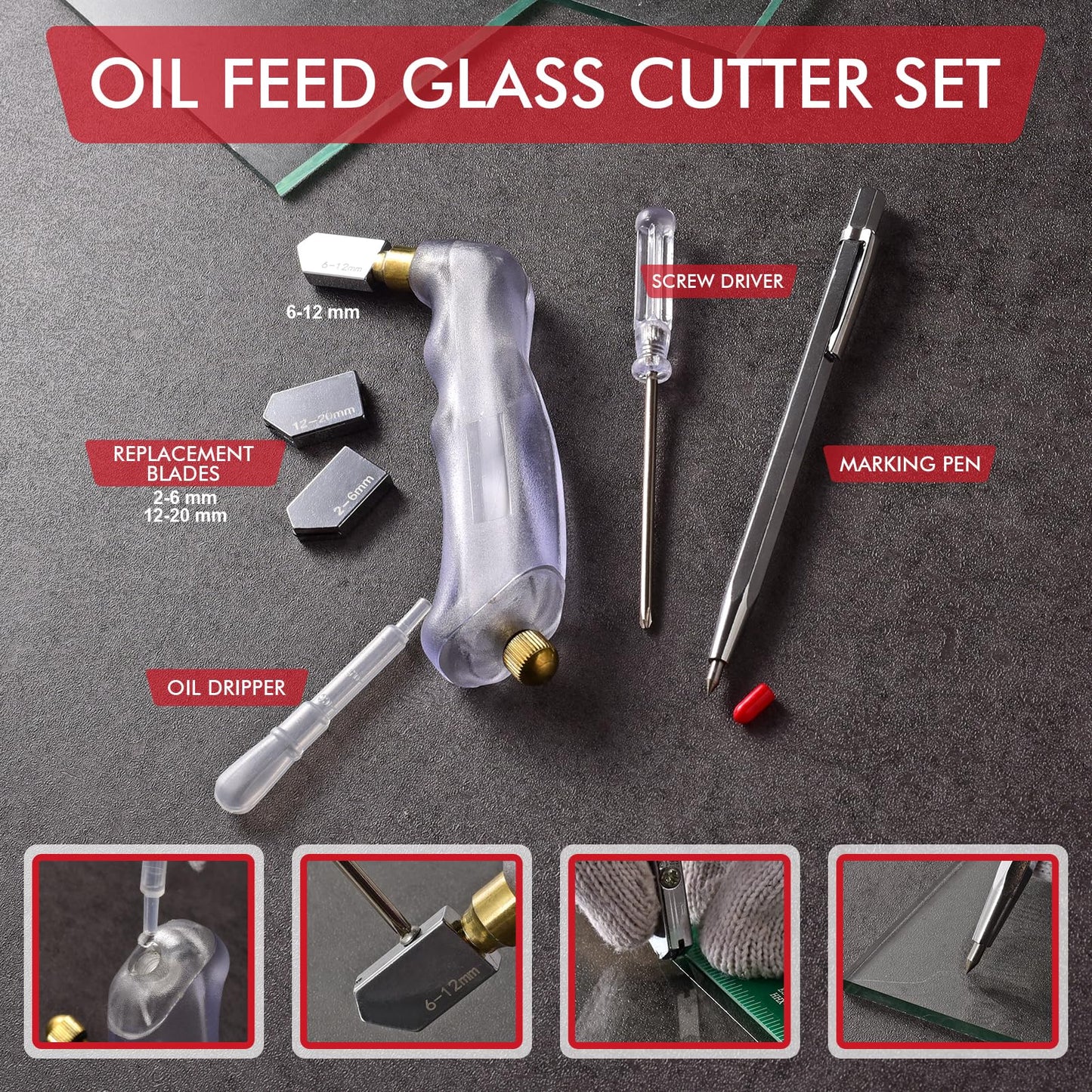 Stained Glass Cutter, Glass Cutting Tool with Tile Nippers for Stained Glass Tiles Mosaic Cutting