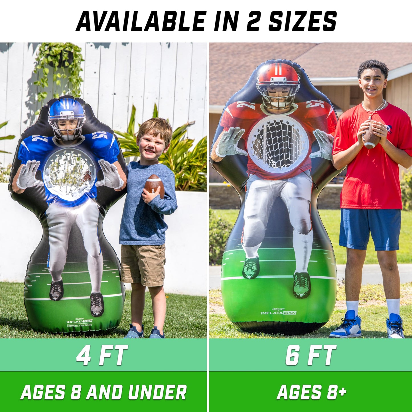 GoSports Football Toss Game for Kids - 4 ft Inflatable Receiver Touchdown Toss Game