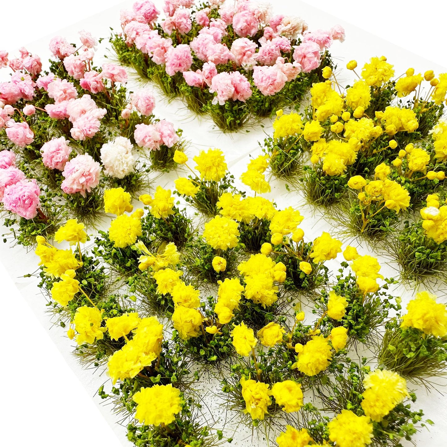 Woohome Flower Cluster Flower Vegetation Groups Grass Tufts Miniature Static Scenery for DIY Architecture Building Model Railway Train Diorama Garden Scenery Landscape Layout (Moon Flower, Yellow)