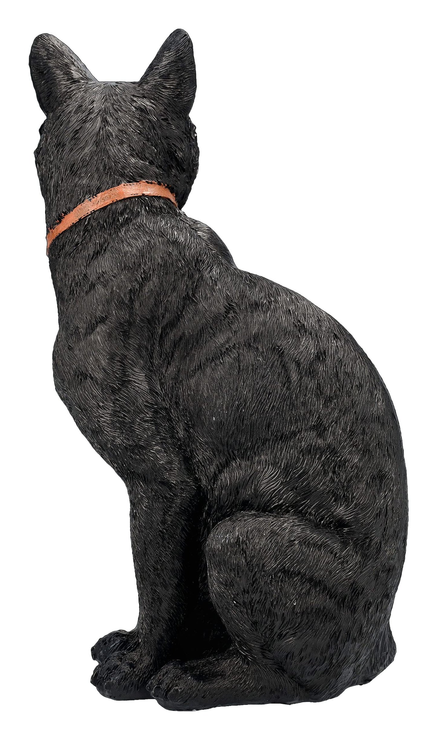 Pacific Giftware Realistic Black Cat Sculpture with Crescent Moon and Wicca Charm 12” Tall