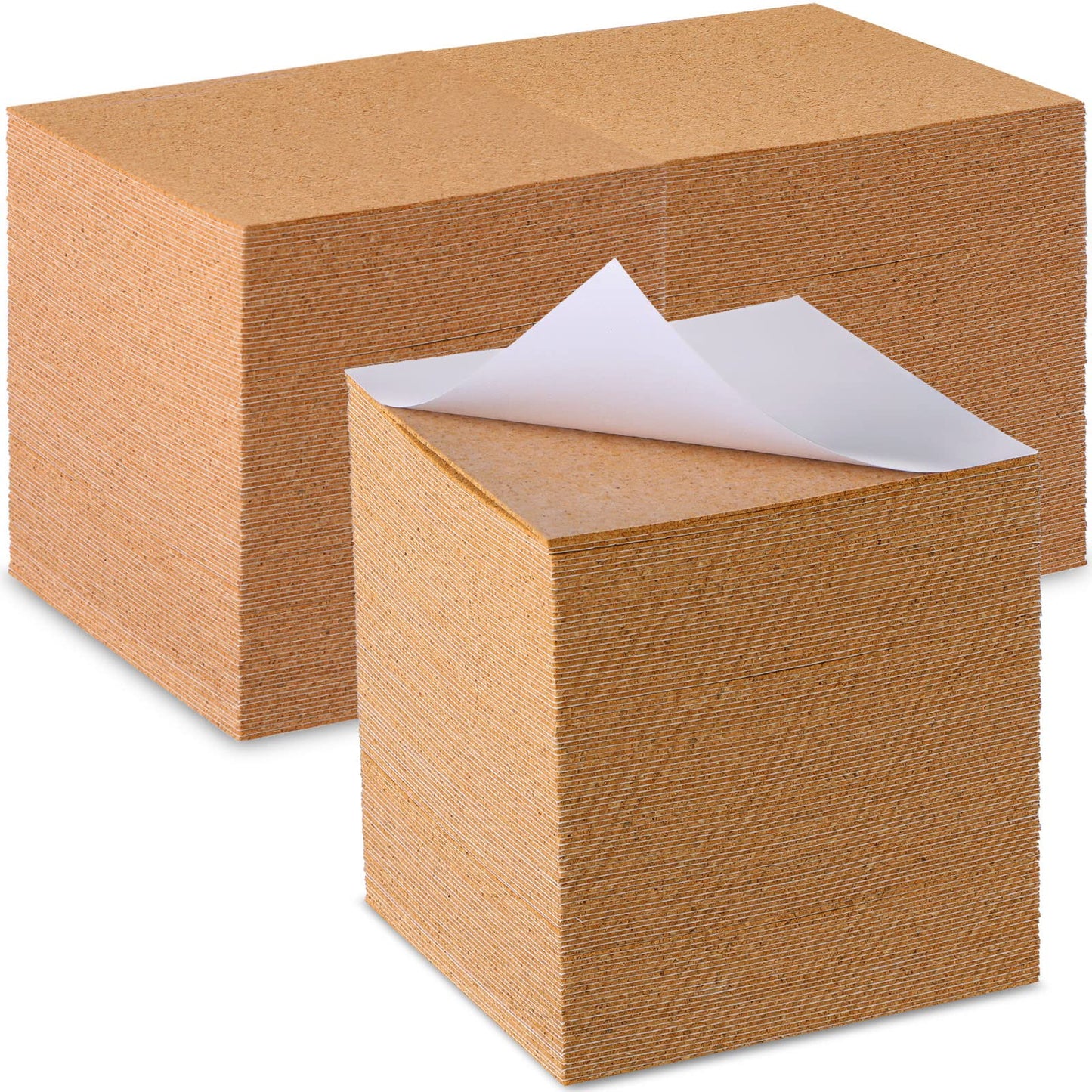 Qunclay 200 Pcs Cork Coaster Backing Self Adhesive Cork Squares Bulk 4 x 4 Inches Board Sticky Tiles Sheets Mat for DIY Crafts Supplies