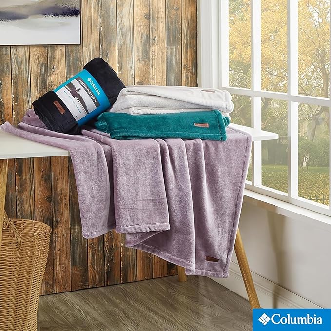 Columbia 50" x 60" Super Plush Lightweight Throw Blanket - Outdoor Essentials for Camping, Picnics, and Adventures, Soft and Cozy Home Essentials for Bed and Living Room - Sparrow