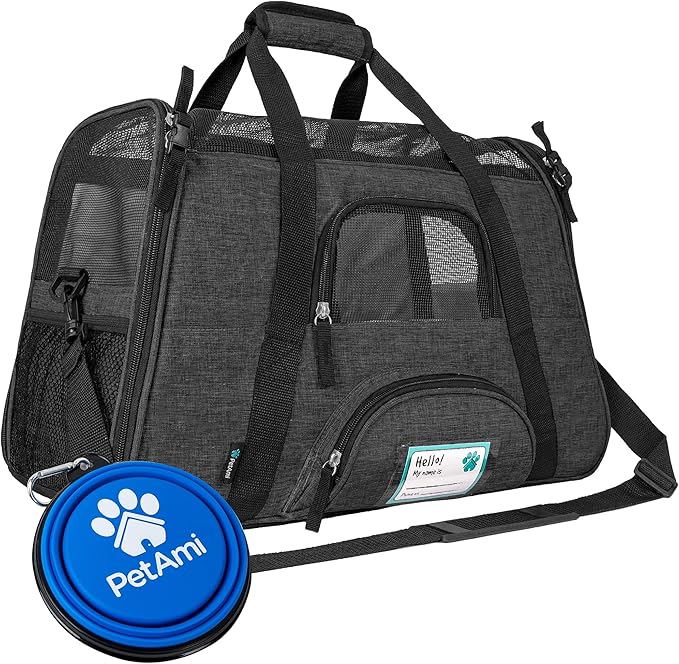 PetAmi Airline Approved Pet Carrier for Cats Small Dogs, Large Heather Blue