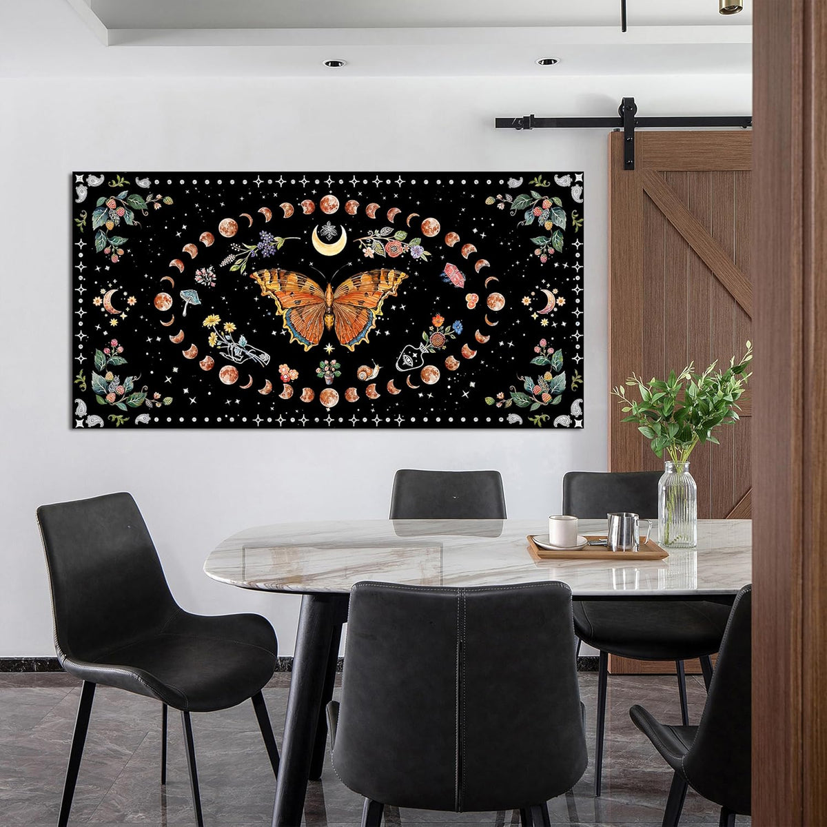 Canvas Abstract Wall Art Boho Wall art Decor Canvas Art Wall Decor Pictures for Living Room Vintage Butterfly Wall Art Decorations Moon Flower Artwork for Walls Home Office Wall Decor 20" X 40"