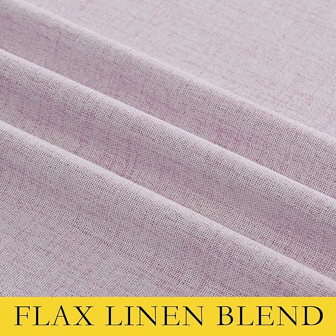 NICETOWN Pink Vintage Linen 100% Blackout Curtains for Living Room, Thermal Insulated Curtains 102" Long, Noise Reducing Window Treatment Drapes for Hall Room, 52" Wide Per Panel, Set of 2