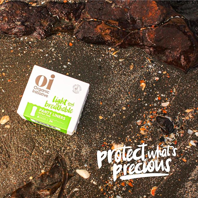 Oi l Organic Initiative - Ultra-Thin Pantyliner, 100% Certified Organic Cotton | Biodegradable, Free from Chlorine Bleaching, Pesticides, Toxic Chemicals | 48 Liners