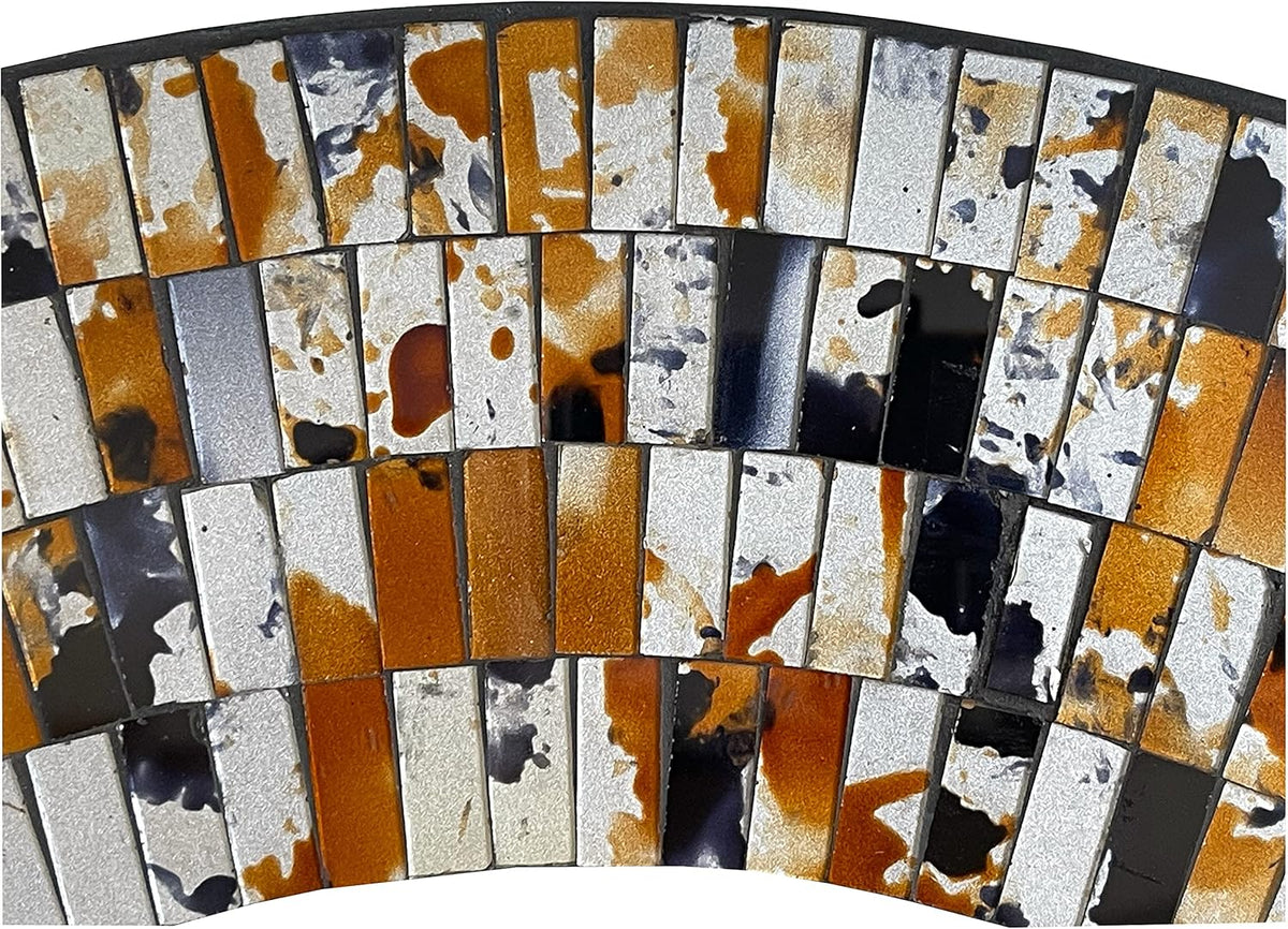 Mosaic Mirror, Wall Art Décor – Handcrafted Decorative Wall Mirror, Apricot Mosaic Mirror, 24” Frame, 15" Round Mirror for Hallway, Bedroom, Bathroom, Living Room