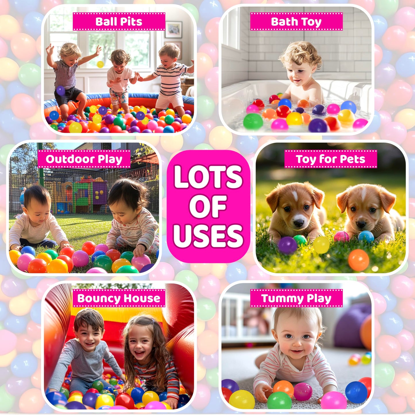 200 Ball Pit Balls for Toddlers with Storage Bag - 7 Bright Colors, Great Play Toys for Tents, Pools, and Party