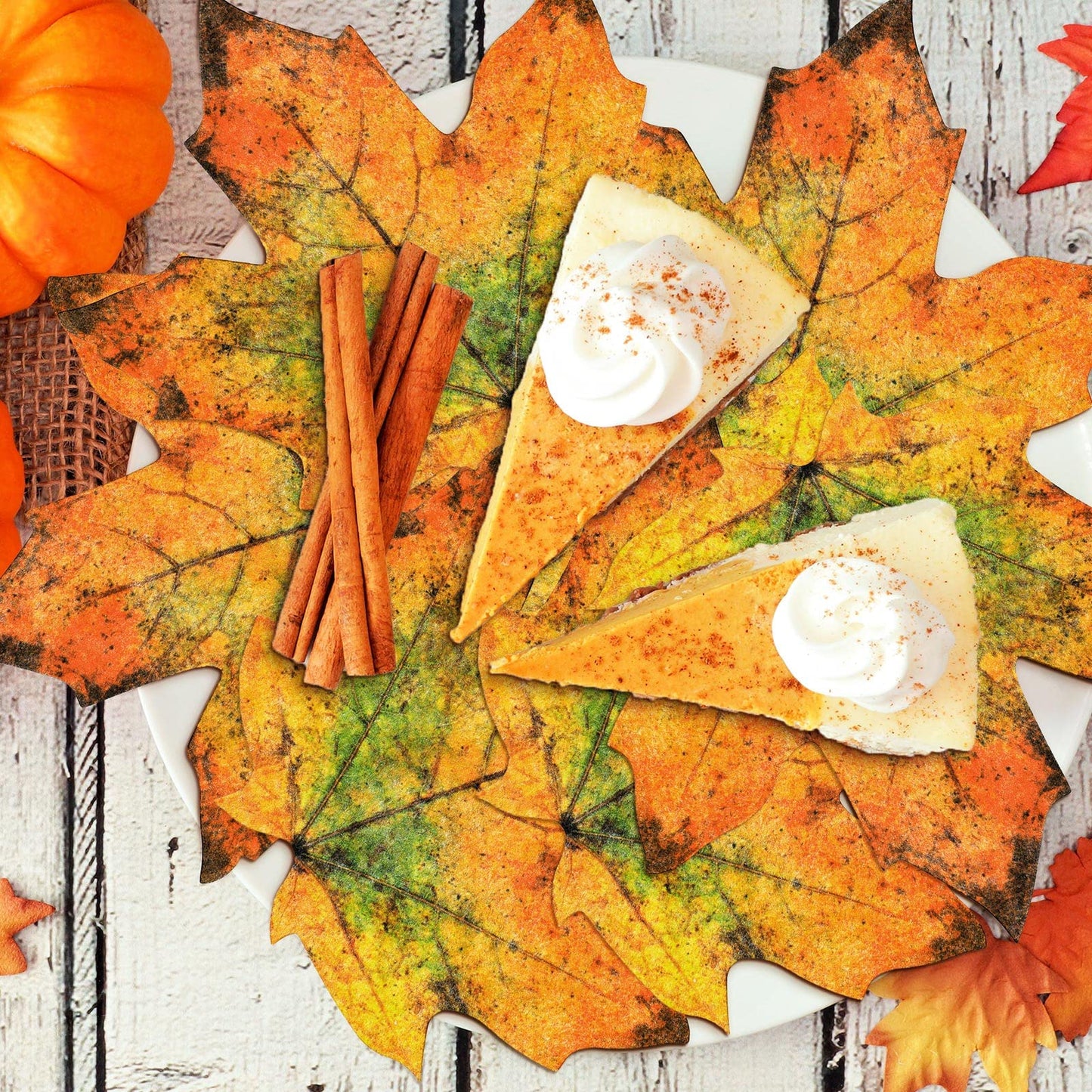 Parchment Fall Leaves Thanksgiving Cheese Paper Parchment Leaves Decorative Paper for Plate Table Charcuterie Boards Food Serving Decoration (100 Pcs)