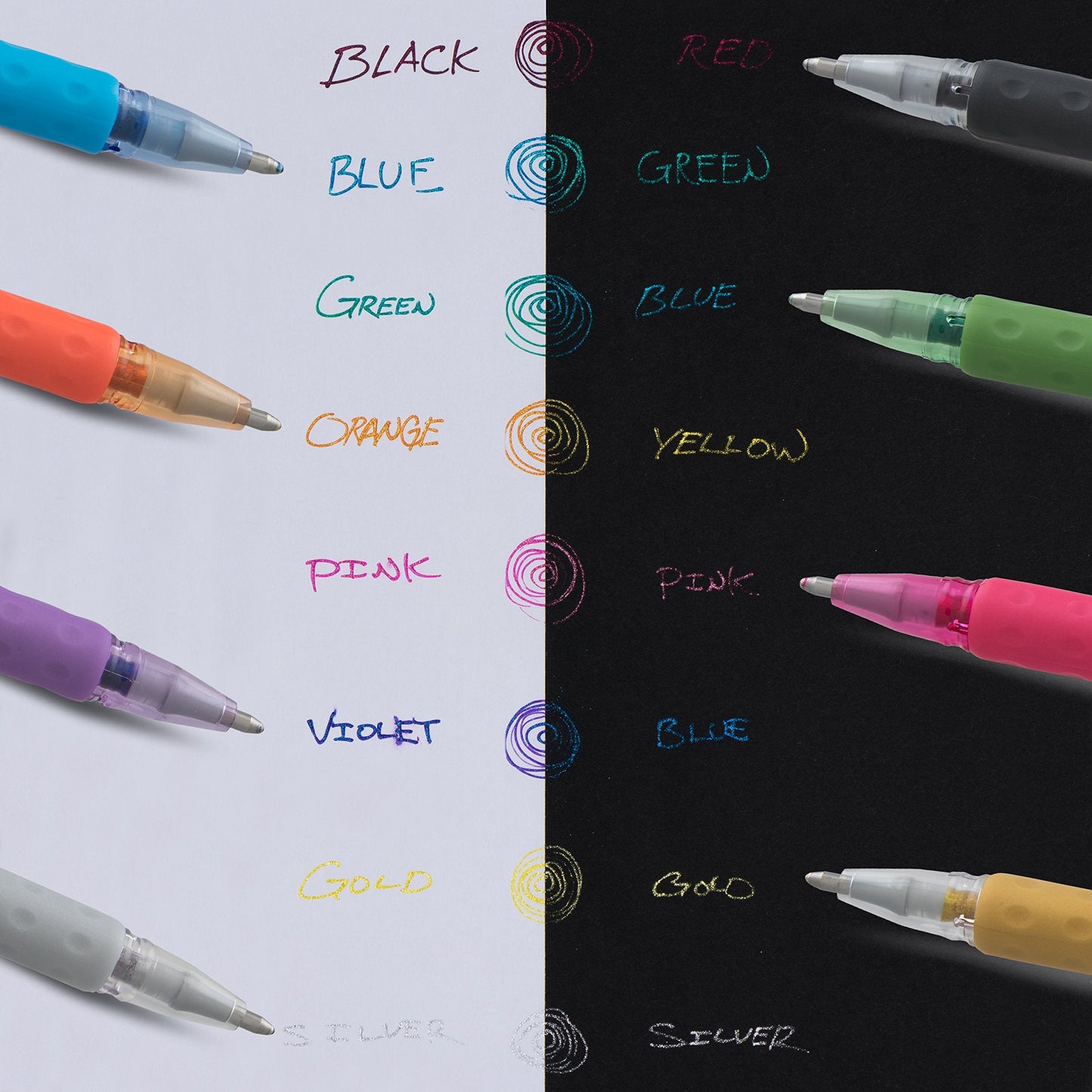 Pentel Sparkle and Krazy Pop, Metallic Gel Ink Pen, (1.0mm), Bold Line, Assorted Ink Colors, 12 count (K91BP12M)