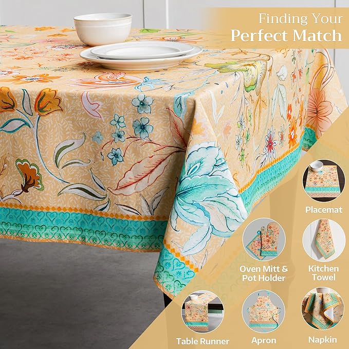Maison d' Hermine Table Cloth Rectangle Table 100% Cotton 70 x 140 Inches Tablecloth Reusable Decorative for Dining Room Farmhouse Home Valentines Day Decorations Spring Summer - Luxury Loft - Peach