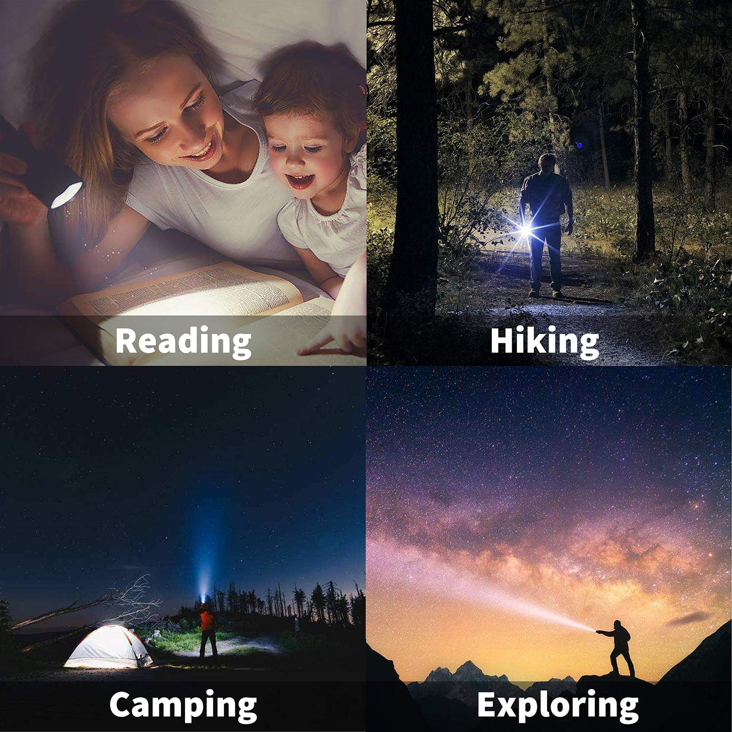 JARDLITE LED Emergency Handheld Flashlight, 4 Pack, Adjustable Focus, Water Resistant with 5 Modes, Best Tactical Torch for Hurricane, Camping, Dog Walking