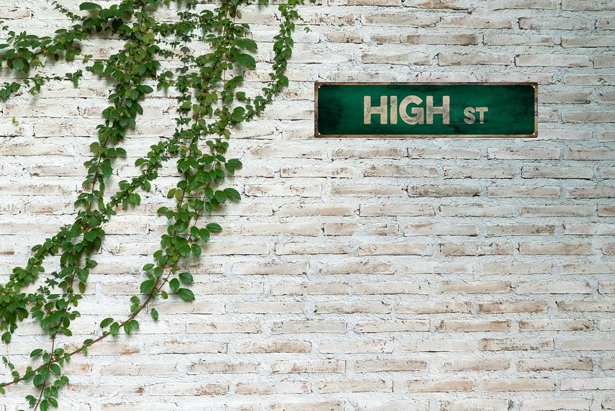 Vintage Tin Sign Retro Metal High Street Signs Stylish Wall Art Plaques for Home Decor Bathroom Kitchen House and Gothic Wall Decor or as a Unique Poster 16x4 in