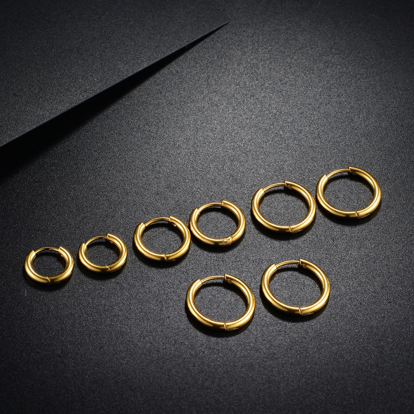 316L Surgical Stainless Steel Gold Hoop Earrings 6mm 8mm 10mm 12mm Huggie Hypoallergenic Earrings Hoop Cartilage Helix Lobes Hinged Sleeper Earrings For Women Men