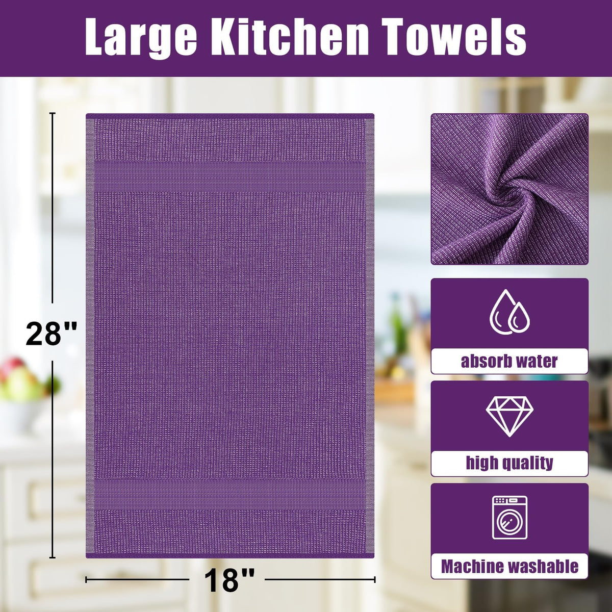 380 GSM Cotton Premium Kitchen Towels 3 Pack (3 Count)