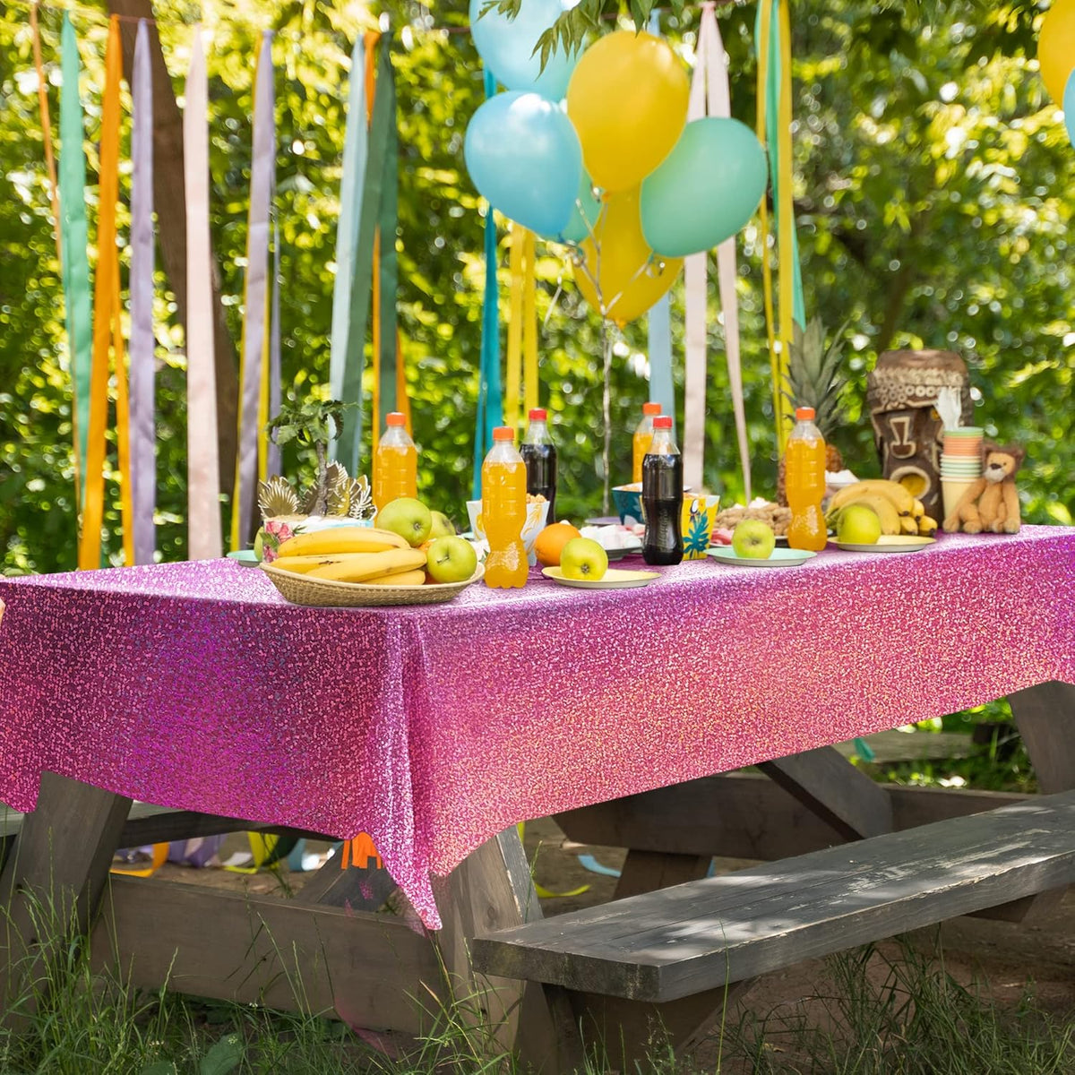 3Pcs Pink Holographic Plastic Tablecloths Laser Table Covers 40" x 108" Foil Disposable Table Cloths for Themed Birthday Party Wedding Christmas Holiday Party Decorations
