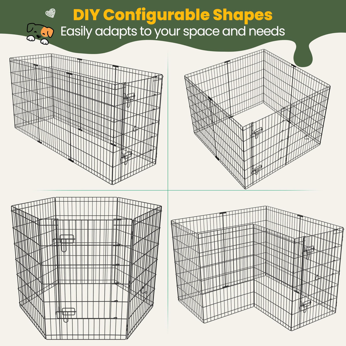 Yaheetech 34" H 8-Panel Foldable Metal Dog Playpen Indoor Outdoor w/Door