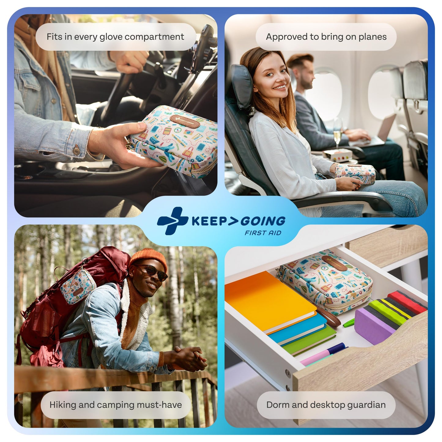 KeepGoing Travel First Aid Kit for Car, Home, Hiking, Camping and Outdoor Emergencies - First Aid Kit Travel Size TSA-Approved