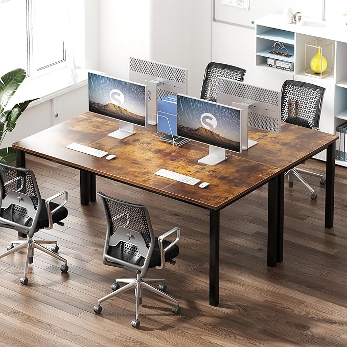 Need 70.8 Inch Executive Office Desk, Large Stylish Computer Desk, Simple Study Writing Desk, Workstation Business Furniture for Home Office, Rustic Brown