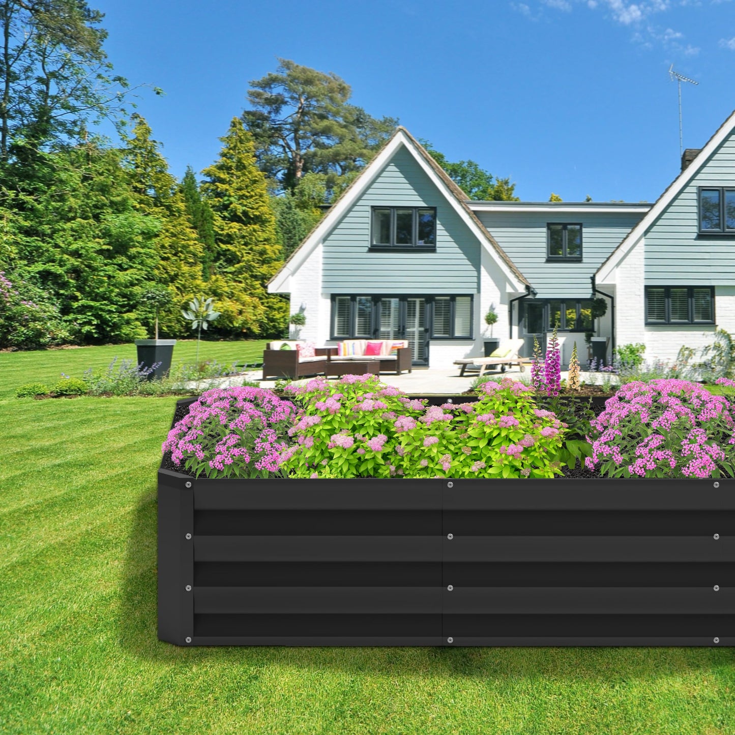 Nedenyou 2PCS 4x2x1FT Galvanized Raised Garden Bed,Planter Raised Beds-Metal Garden Box,Large Plant for Outdoor Planting, Vegetables Bed,Flower,herb-Black