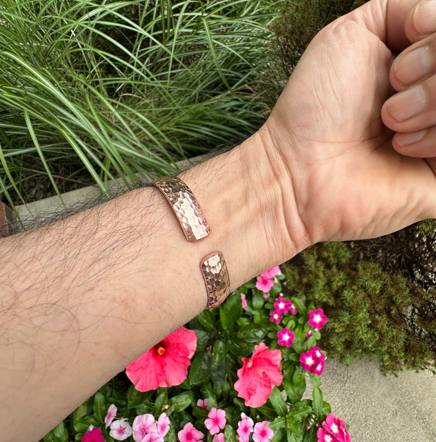Healing Lama™ Hand Forged 100% Copper Bracelet. Made with Solid and High Gauge Pure Copper. (Hammered)