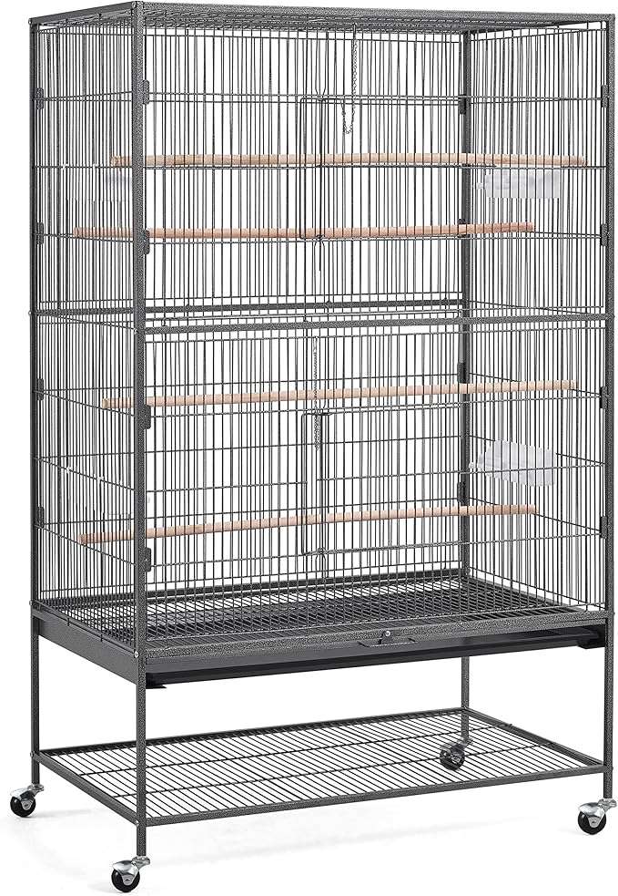 Topeakmart Wrought Iron Large Flight Parrot Bird Cage with Rolling Stand for Multiple Parakeets Conure Cockatiel Cage
